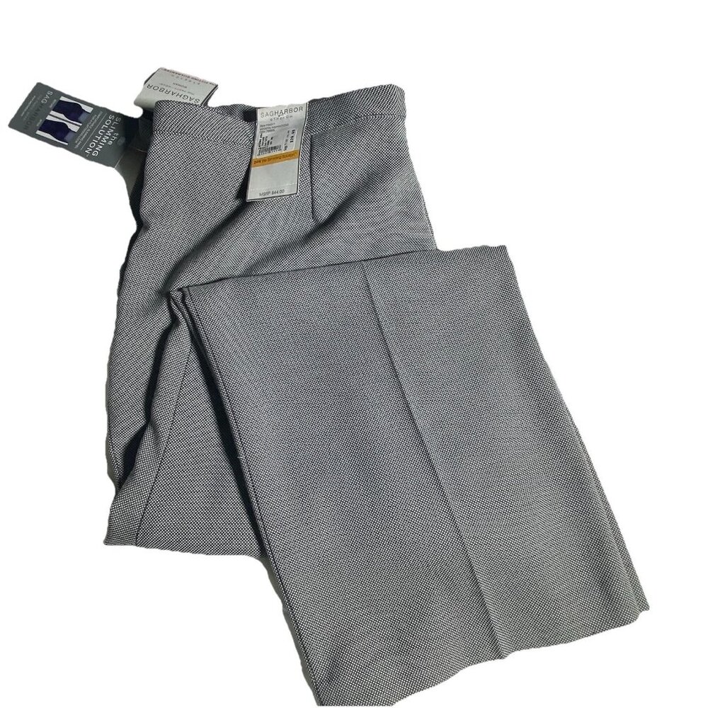 Sag Harbor Gray Textured Wide-Leg Pants